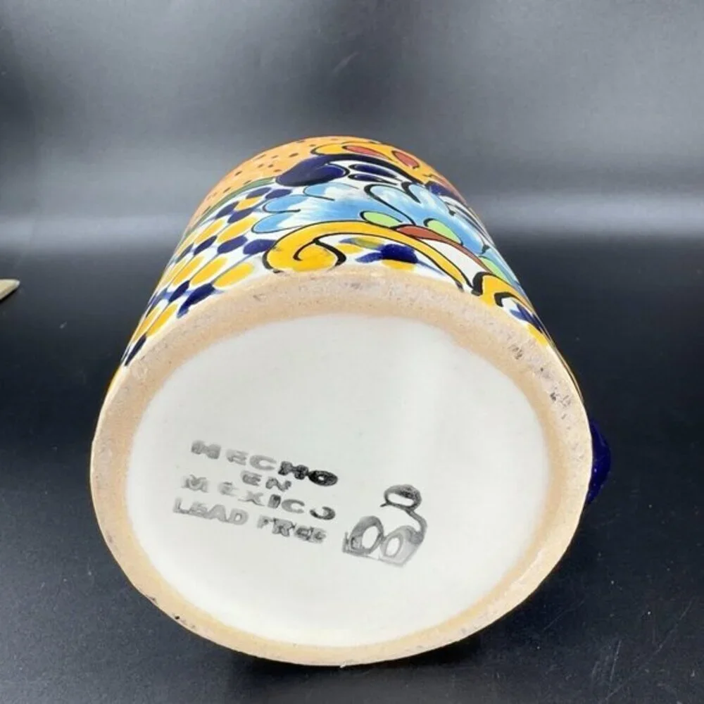 Mexican Pottery Talavera‎ Hand Painted Coffee Mug Cup Folk Art Mug Hand Made VTG